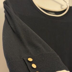 Ann Taylor Black Sweater with Gold Buttons